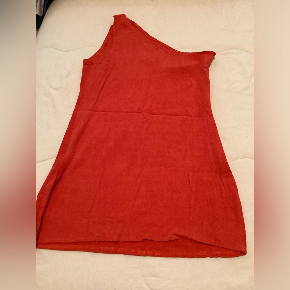SHEIN One-Shoulder Red Slip Dress